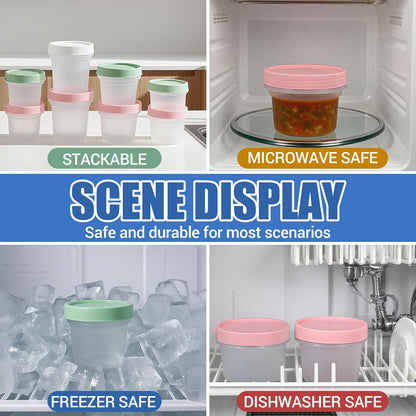 Food Storage Containers, 12 Pack 4 oz Freezer Storage Containers with Twist Top Lids, Leakproof, BPA Free, Microwave & Dishwasher Safe Takeout Container - Ideal for Soup and More
