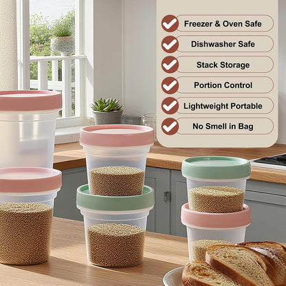 Food Storage Containers, 12 Pack 4 oz Freezer Storage Containers with Twist Top Lids, Leakproof, BPA Free, Microwave & Dishwasher Safe Takeout Container - Ideal for Soup and More