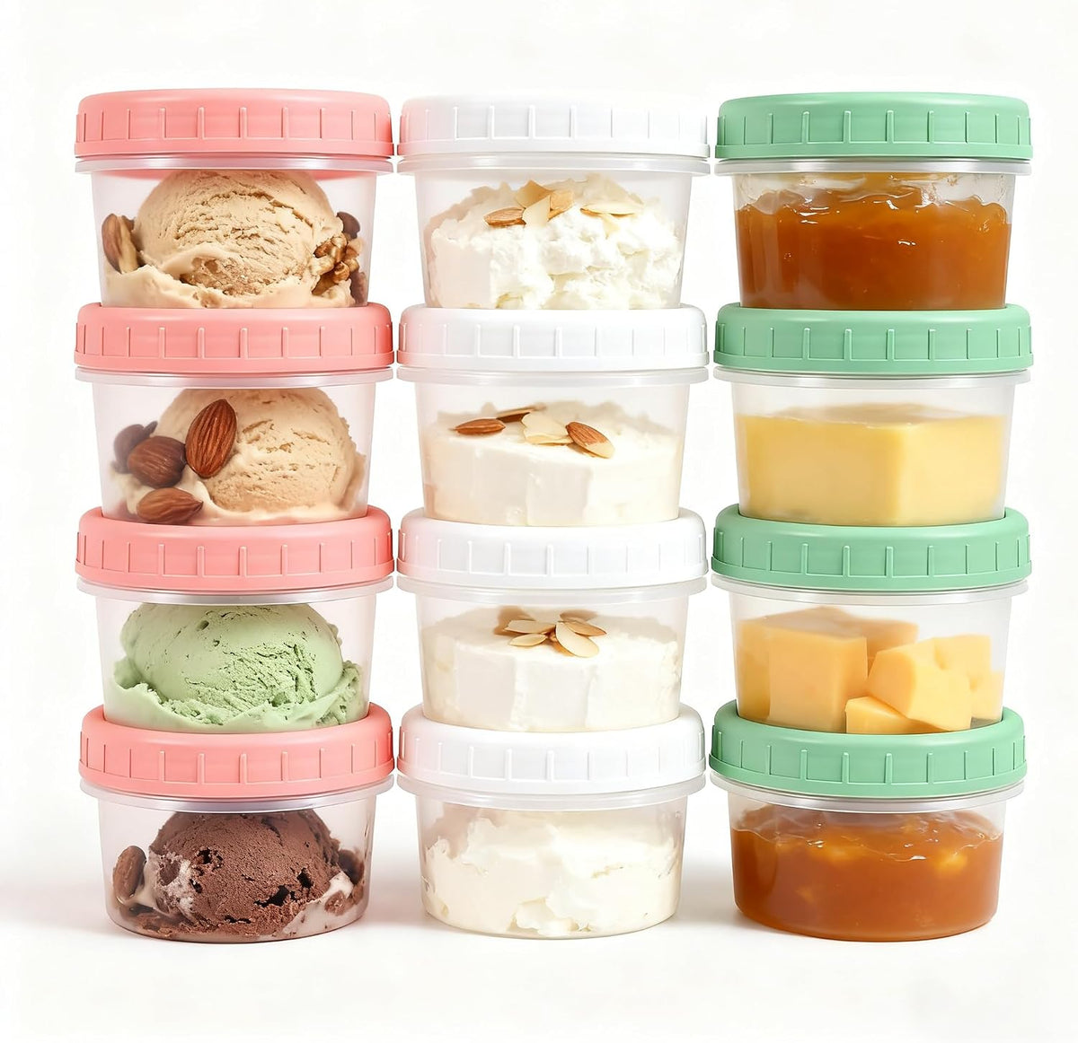 Food Storage Containers, 12 Pack 4 oz Freezer Storage Containers with Twist Top Lids, Leakproof, BPA Free, Microwave & Dishwasher Safe Takeout Container - Ideal for Soup and More