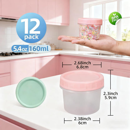 Food Storage Containers, 12 Pack 4 oz Freezer Storage Containers with Twist Top Lids, Leakproof, BPA Free, Microwave & Dishwasher Safe Takeout Container - Ideal for Soup and More