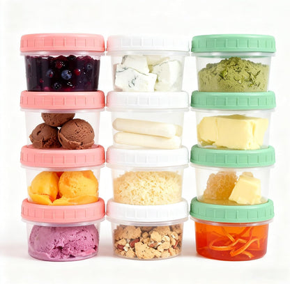 Food Storage Containers, 12 Pack 4 oz Freezer Storage Containers with Twist Top Lids, Leakproof, BPA Free, Microwave & Dishwasher Safe Takeout Container - Ideal for Soup and More