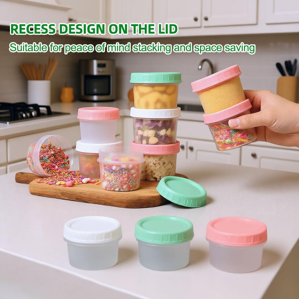 Food Storage Containers, 12 Pack 4 oz Freezer Storage Containers with Twist Top Lids, Leakproof, BPA Free, Microwave & Dishwasher Safe Takeout Container - Ideal for Soup and More
