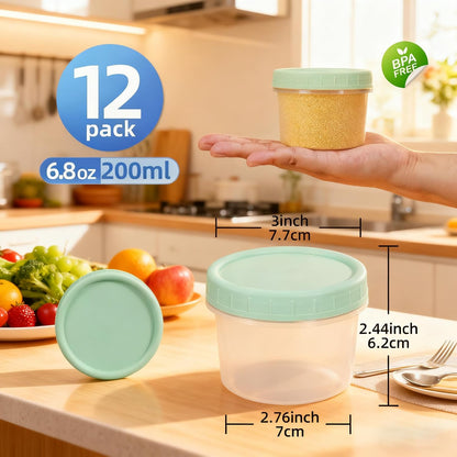 Food Storage Containers, 12 Pack 4 oz Freezer Storage Containers with Twist Top Lids, Leakproof, BPA Free, Microwave & Dishwasher Safe Takeout Container - Ideal for Soup and More