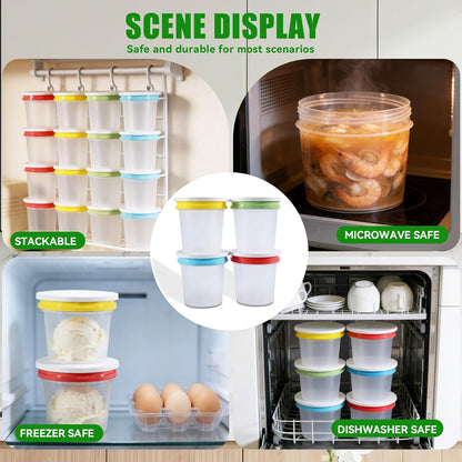 Food Storage Containers, 12 Pack 4 oz Freezer Storage Containers with Twist Top Lids, Leakproof, BPA Free, Microwave & Dishwasher Safe Takeout Container - Ideal for Soup and More