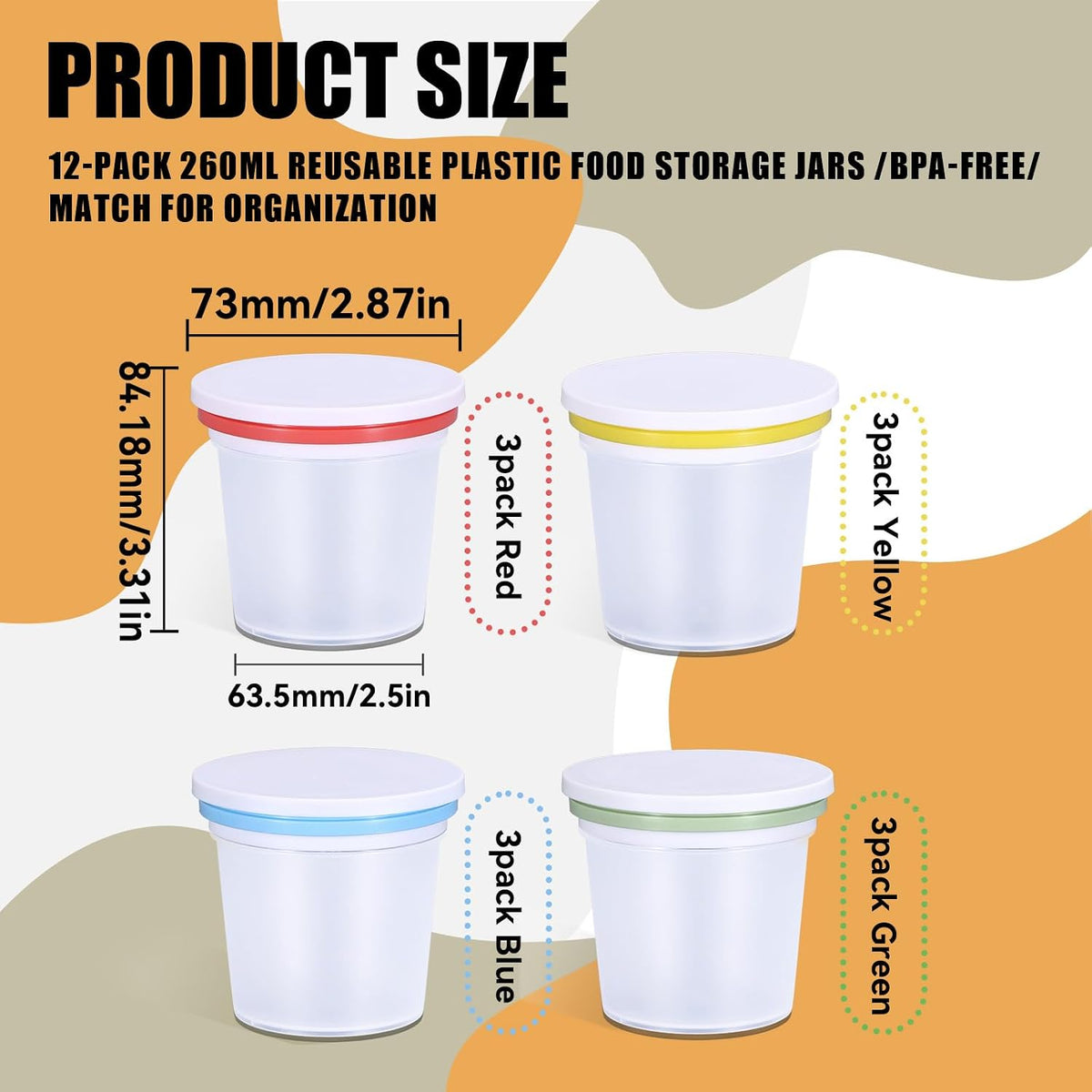 Food Storage Containers, 12 Pack 4 oz Freezer Storage Containers with Twist Top Lids, Leakproof, BPA Free, Microwave & Dishwasher Safe Takeout Container - Ideal for Soup and More