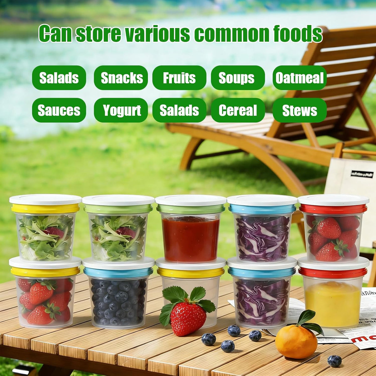 Food Storage Containers, 12 Pack 4 oz Freezer Storage Containers with Twist Top Lids, Leakproof, BPA Free, Microwave & Dishwasher Safe Takeout Container - Ideal for Soup and More