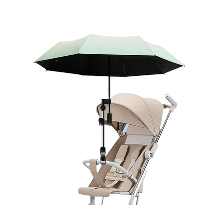 Stroller Umbrella with Adjustable Universal Clamp,Clip On Umbrella with Clip On UPF 50+ Great for Pushchair,Strollers，Beach Chair（Gradient Green）