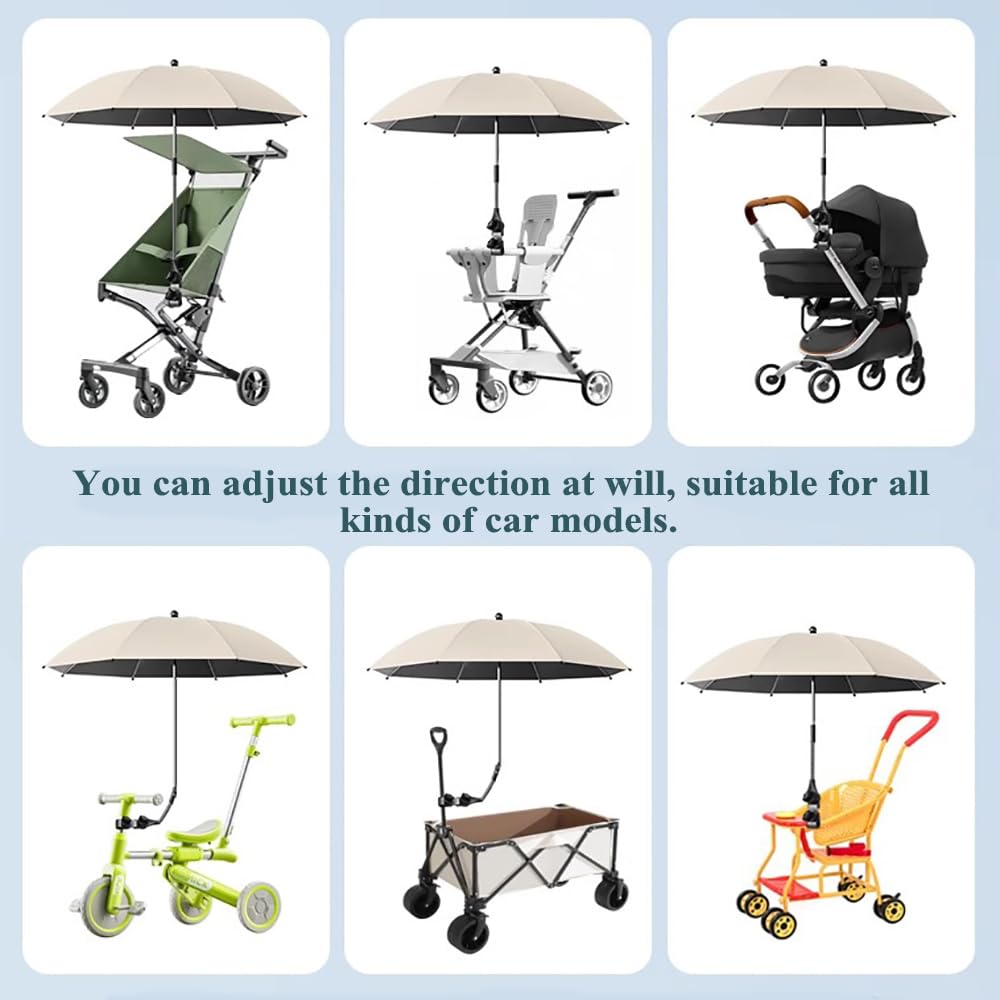 Stroller Umbrella with Adjustable Universal Clamp,Clip On Umbrella with Clip On UPF 50+ Great for Pushchair,Strollers，Beach Chair（Gradient Green）