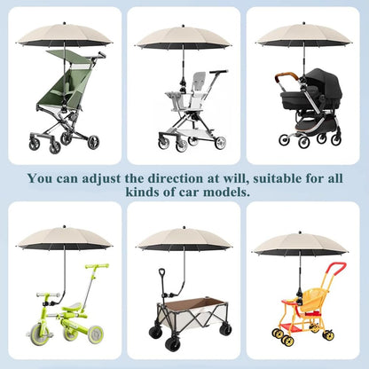 Stroller Umbrella with Adjustable Universal Clamp,Clip On Umbrella with Clip On UPF 50+ Great for Pushchair,Strollers，Beach Chair（Gradient Green）