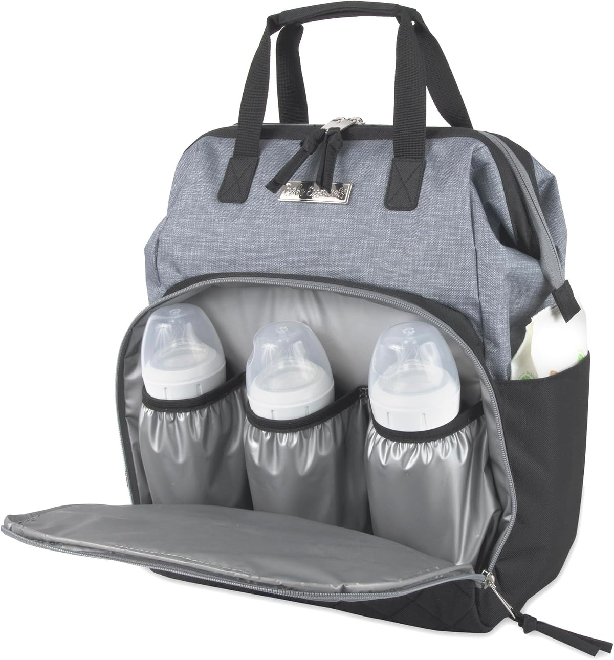 Baby Essentials Super Cooler Main Frame Diaper Backpack with Changing Pad, Stroller Straps, Insulated Bottle Compartment