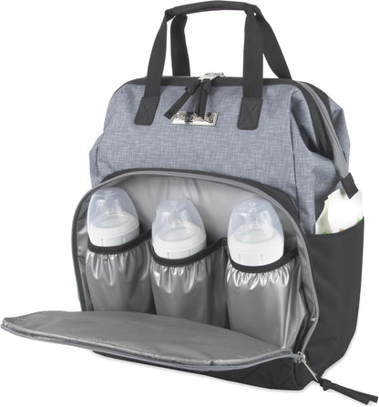 Baby Essentials Super Cooler Main Frame Diaper Backpack with Changing Pad, Stroller Straps, Insulated Bottle Compartment