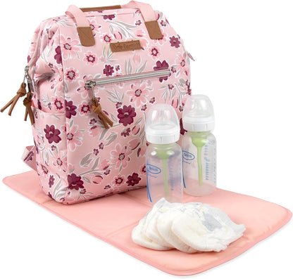 Baby Essentials Super Cooler Main Frame Diaper Backpack with Changing Pad, Stroller Straps, Insulated Bottle Compartment