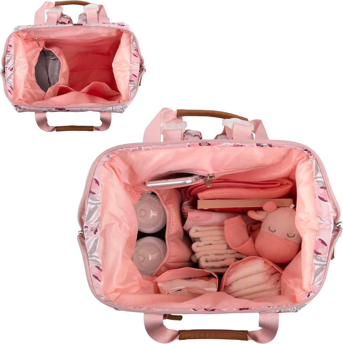Baby Essentials Super Cooler Main Frame Diaper Backpack with Changing Pad, Stroller Straps, Insulated Bottle Compartment