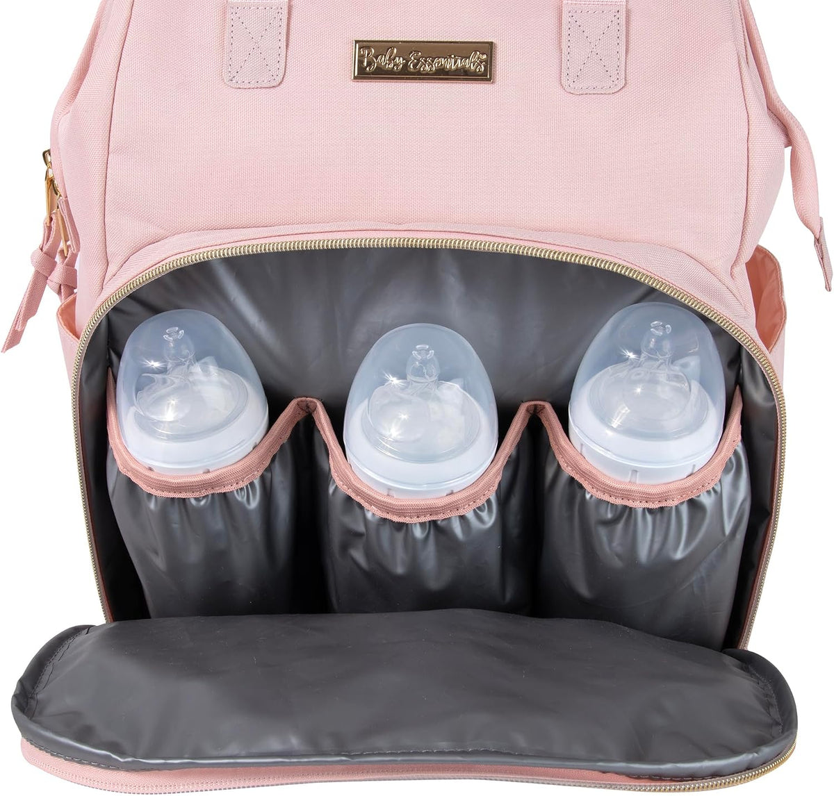 Baby Essentials Super Cooler Main Frame Diaper Backpack with Changing Pad, Stroller Straps, Insulated Bottle Compartment