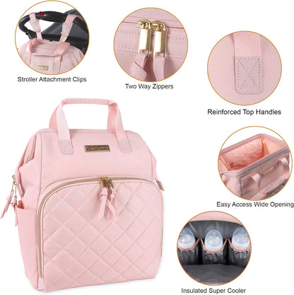 Baby Essentials Super Cooler Main Frame Diaper Backpack with Changing Pad, Stroller Straps, Insulated Bottle Compartment