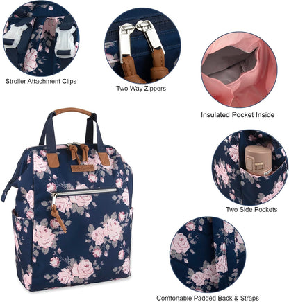 Baby Essentials Super Cooler Main Frame Diaper Backpack with Changing Pad, Stroller Straps, Insulated Bottle Compartment