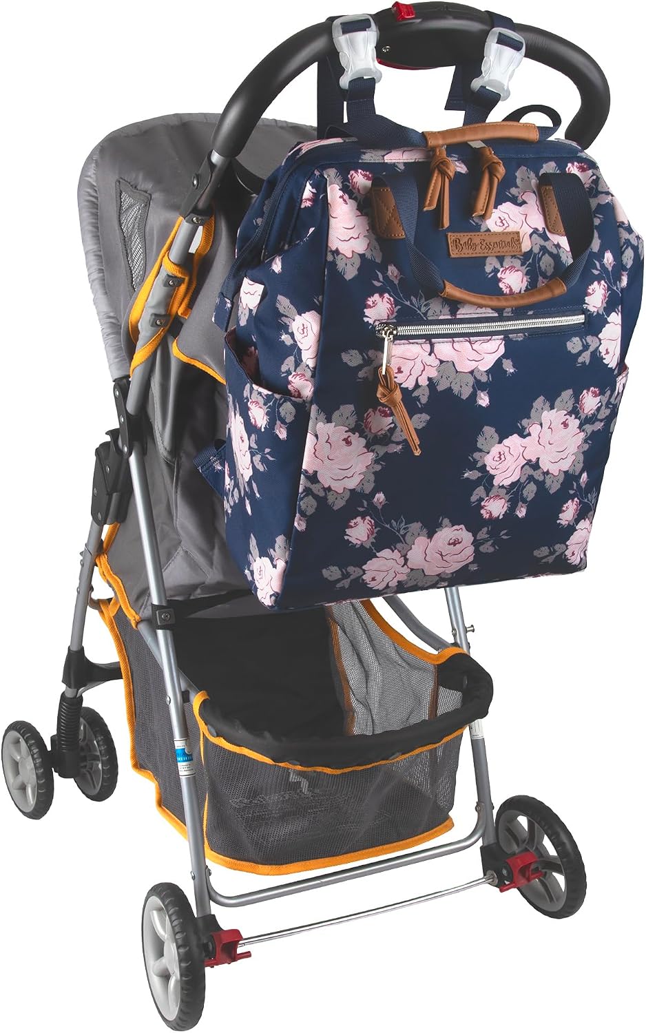 Baby Essentials Super Cooler Main Frame Diaper Backpack with Changing Pad, Stroller Straps, Insulated Bottle Compartment