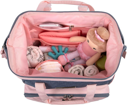 Baby Essentials Super Cooler Main Frame Diaper Backpack with Changing Pad, Stroller Straps, Insulated Bottle Compartment