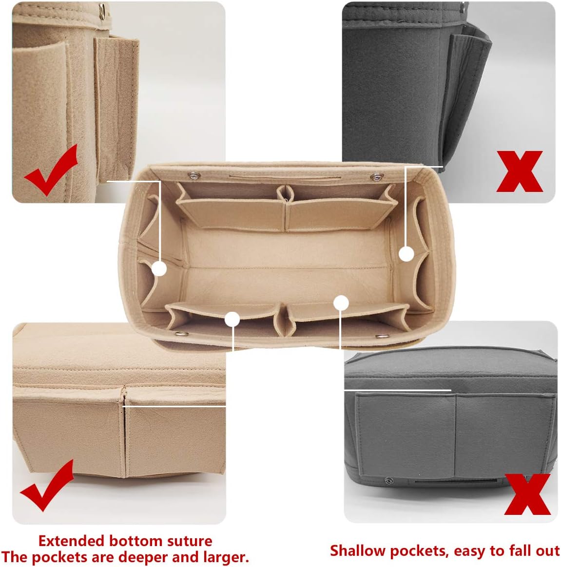 Purse Organizer Insert Multi Pocket Bag Organizer Shaper