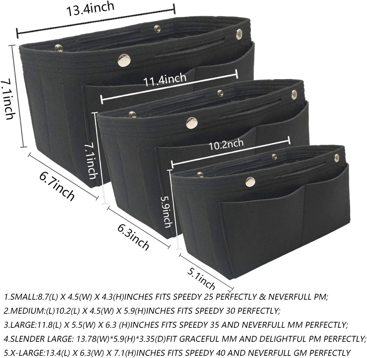 Purse Organizer Insert Multi Pocket Bag Organizer Shaper