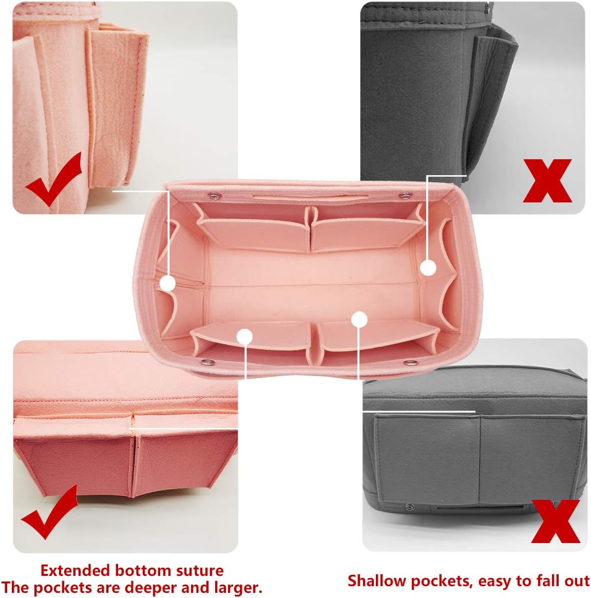 Purse Organizer Insert Multi Pocket Bag Organizer Shaper