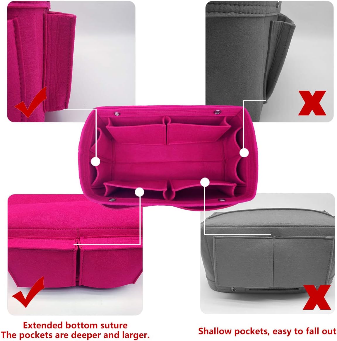 Purse Organizer Insert Multi Pocket Bag Organizer Shaper
