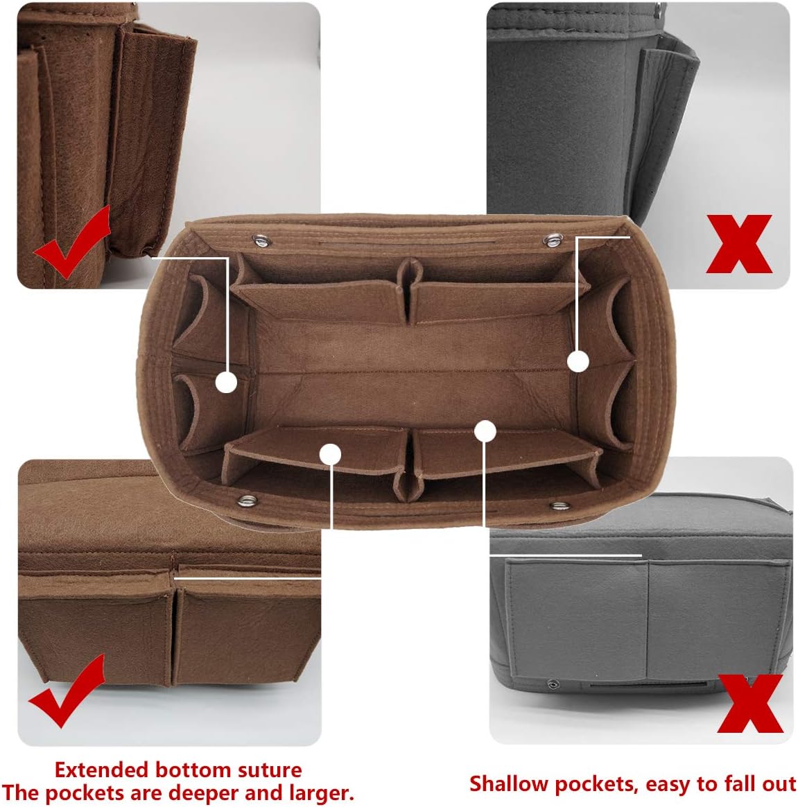 Purse Organizer Insert Multi Pocket Bag Organizer Shaper