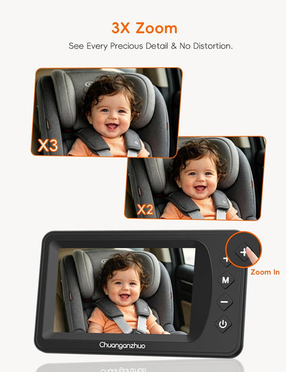 Baby Car Camera with HD Night Vision & 5" 1080P IPS Monitor for Rear Facing