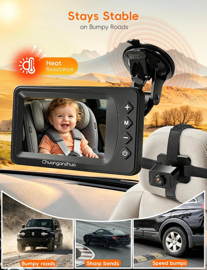 Baby Car Camera with HD Night Vision & 5" 1080P IPS Monitor for Rear Facing