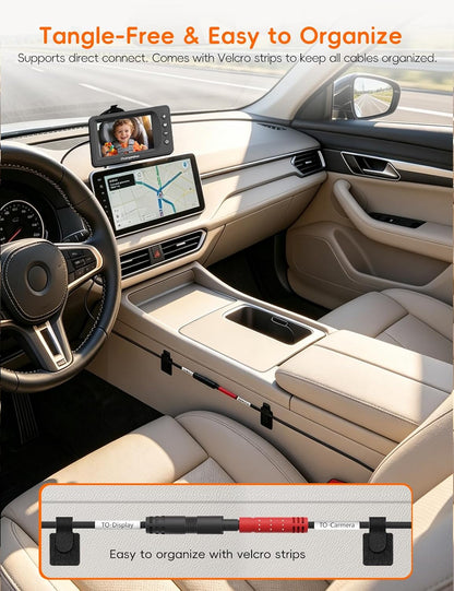 Baby Car Camera with HD Night Vision & 5" 1080P IPS Monitor for Rear Facing