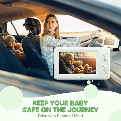 Baby Car Camera with HD Night Vision & 5" 1080P IPS Monitor for Rear Facing