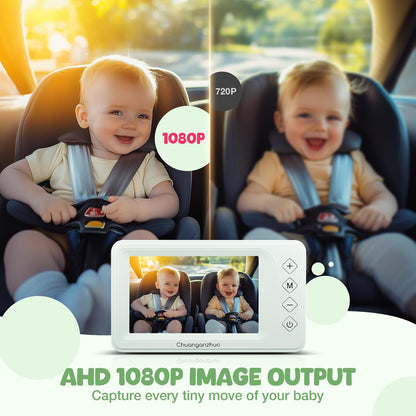 Baby Car Camera with HD Night Vision & 5" 1080P IPS Monitor for Rear Facing