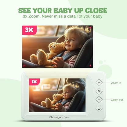 Baby Car Camera with HD Night Vision & 5" 1080P IPS Monitor for Rear Facing