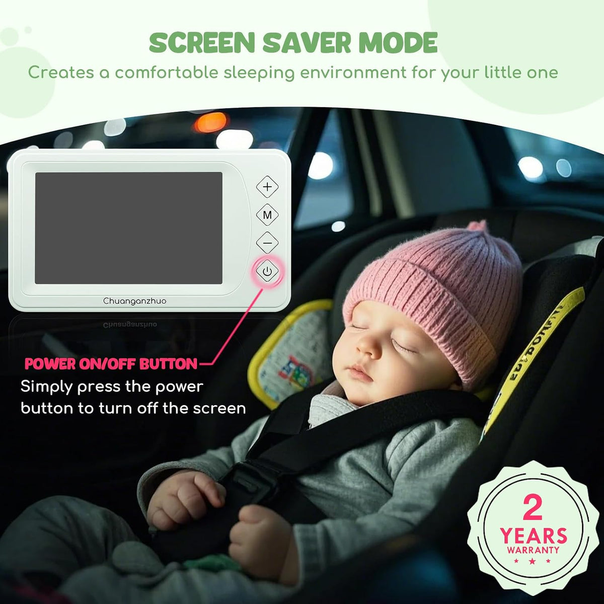 Baby Car Camera with HD Night Vision & 5" 1080P IPS Monitor for Rear Facing