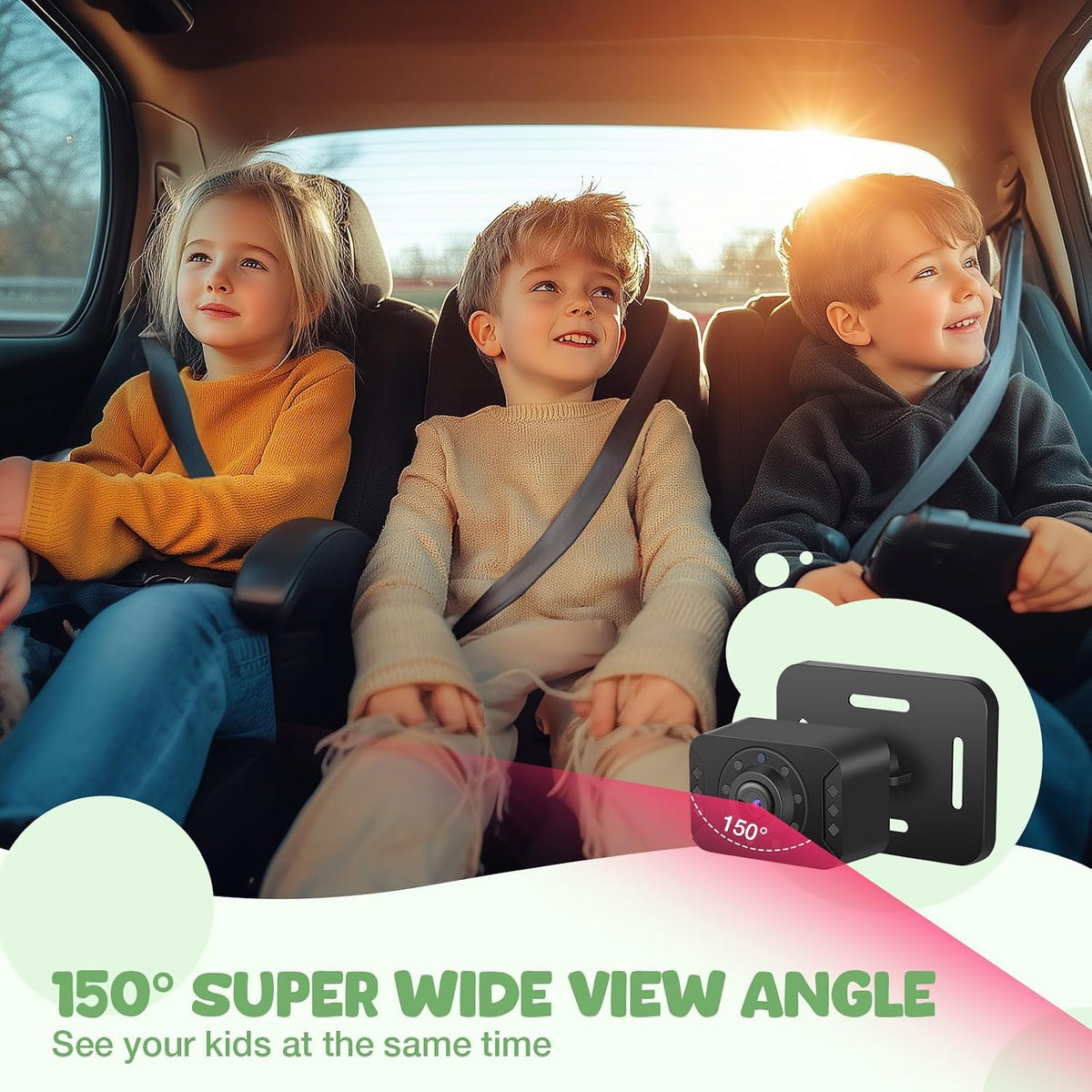 Baby Car Camera with HD Night Vision & 5" 1080P IPS Monitor for Rear Facing