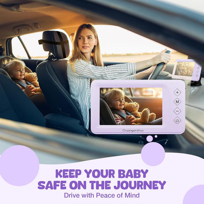 Baby Car Camera with HD Night Vision & 5" 1080P IPS Monitor for Rear Facing