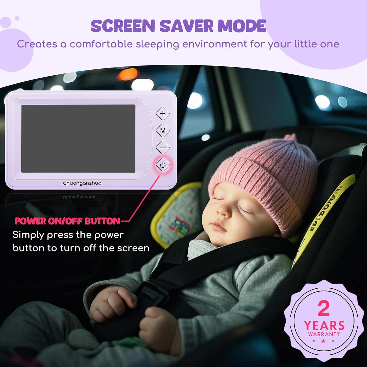 Baby Car Camera with HD Night Vision & 5" 1080P IPS Monitor for Rear Facing