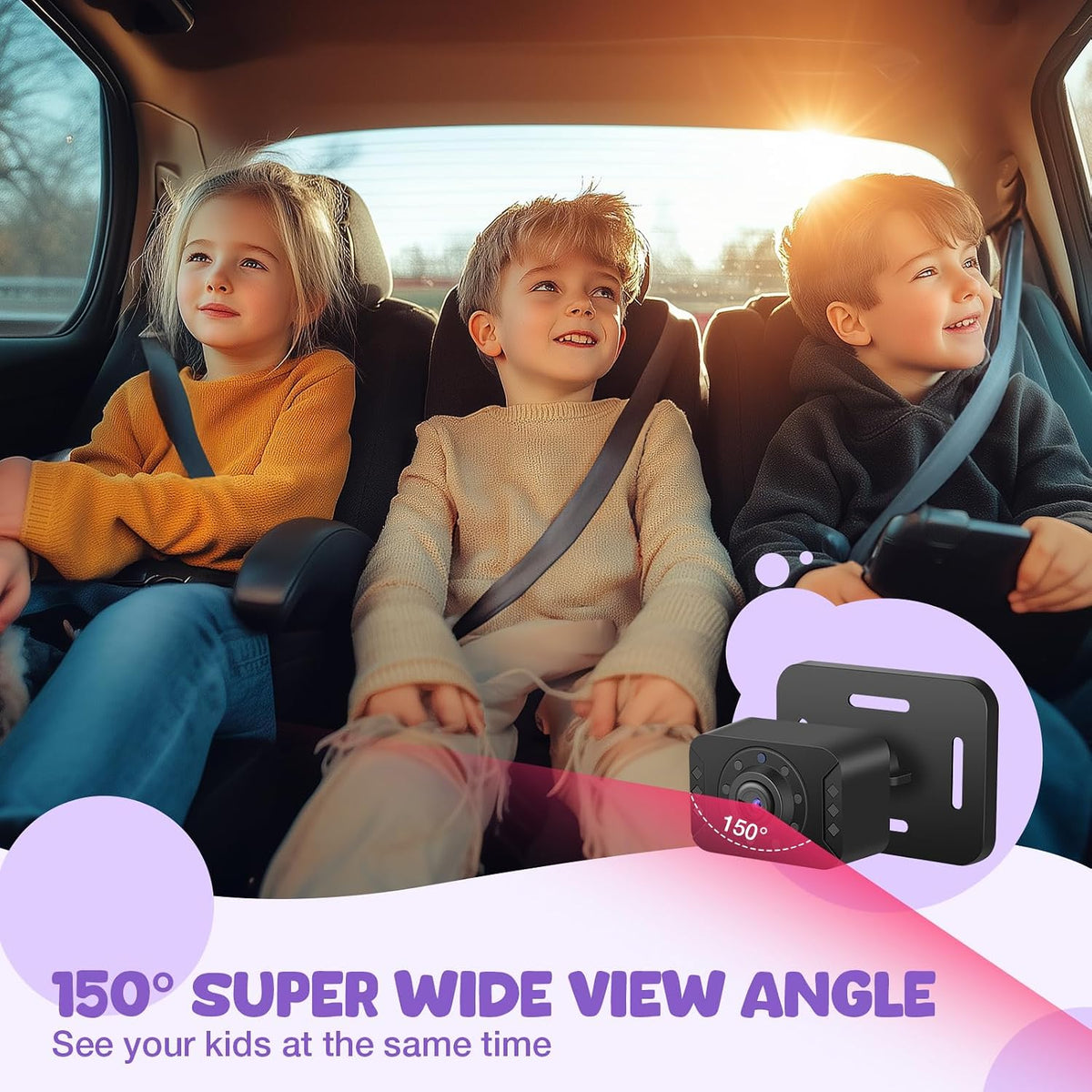 Baby Car Camera with HD Night Vision & 5" 1080P IPS Monitor for Rear Facing