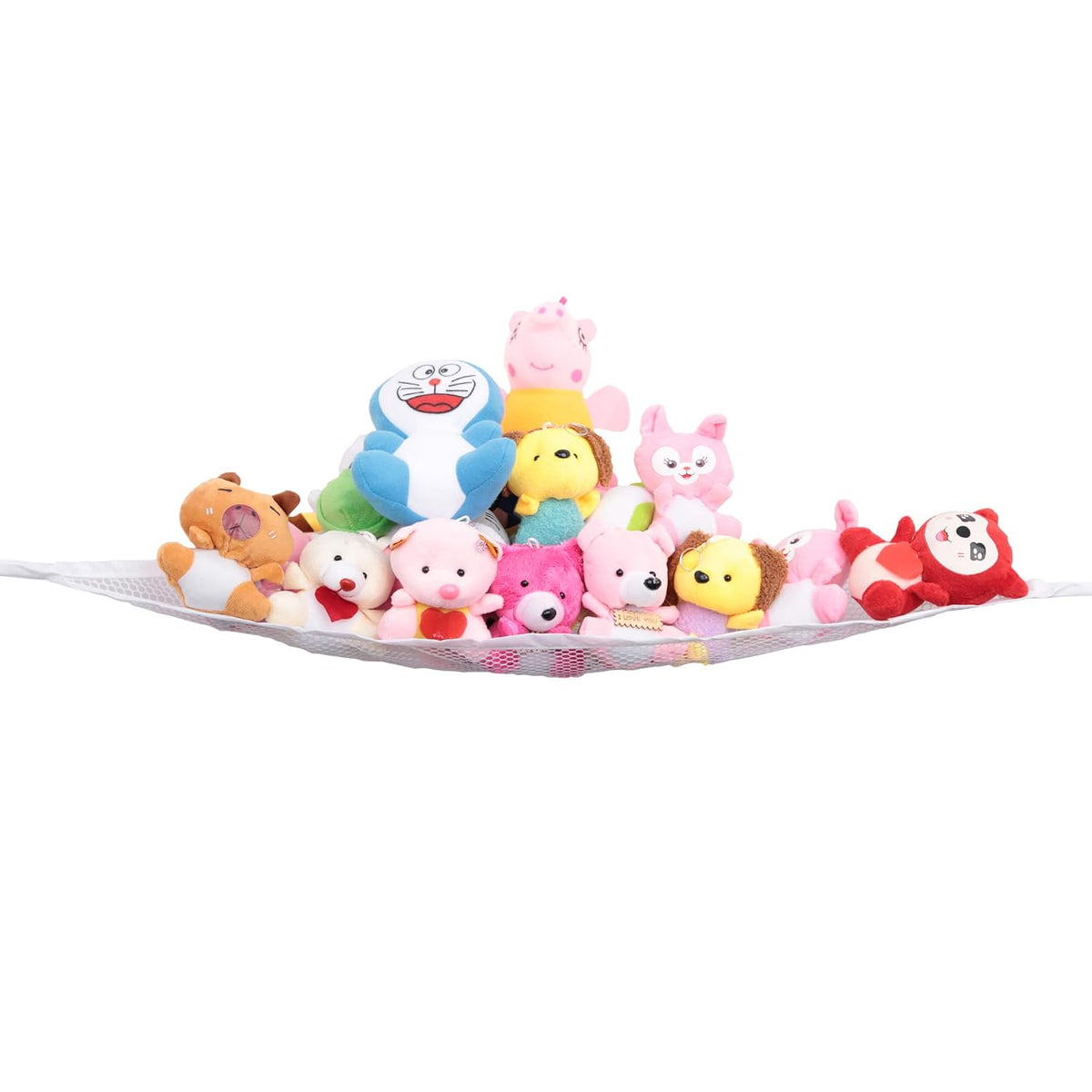 Stuffed Animal Storage Hammock - Small Plushie Net - Corner Hanging Stuffed Animal Net Organizer Holder for Teddy Bears Stuffies - Stuffy Hammock for Bedroom (White)