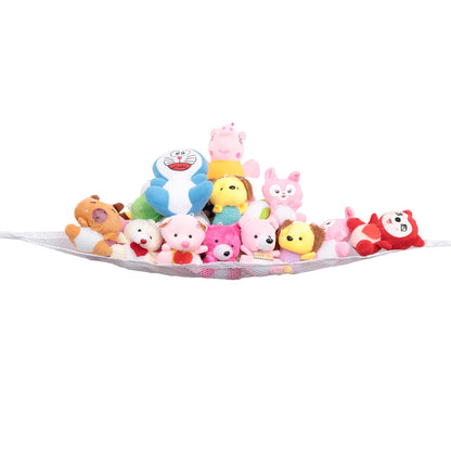 Stuffed Animal Storage Hammock - Small Plushie Net - Corner Hanging Stuffed Animal Net Organizer Holder for Teddy Bears Stuffies - Stuffy Hammock for Bedroom (White)