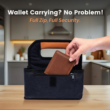 4 Cup Reusable Coffee Cup Carrier for Delivery, Insulated, Waterproof, Portable Tote Bag Drink Holder with Leather Handle Organizer for Cold/Hot Beverages (16oz to 24oz)