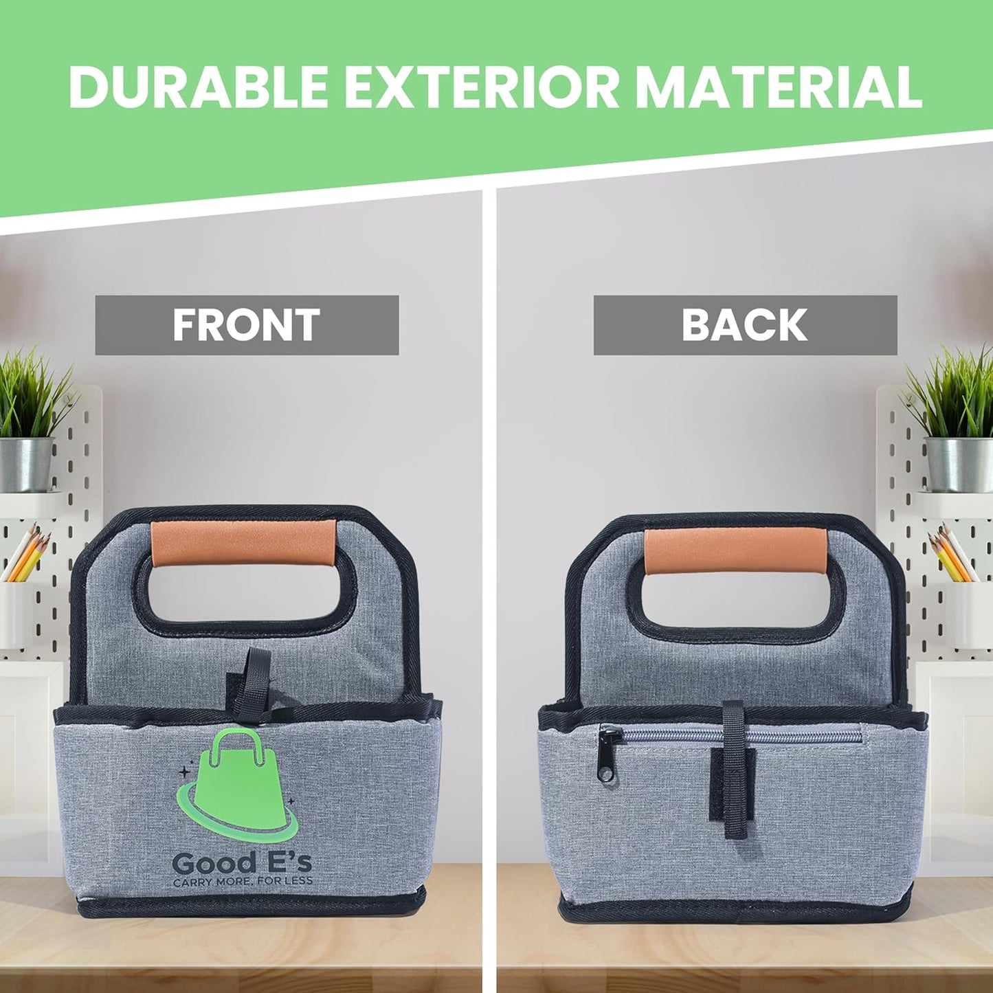 4 Cup Reusable Coffee Cup Carrier for Delivery, Insulated, Waterproof, Portable Tote Bag Drink Holder with Leather Handle Organizer for Cold/Hot Beverages (16oz to 24oz)