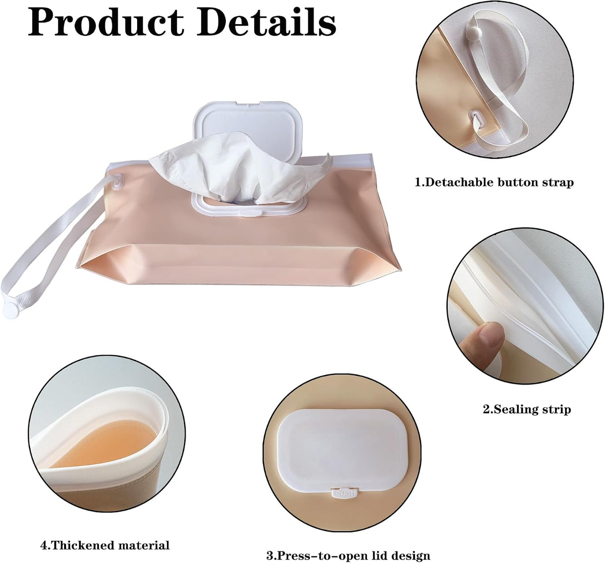 Baby Wipe Dispenser, Portable Baby Wipe Holder Refillable Wet Wipes Container for outdoor Reusable Travel Baby Wipes Case Wet Wipe Pouch Wipe Holder Keeps Fresh Wet for Travel Camping hiking