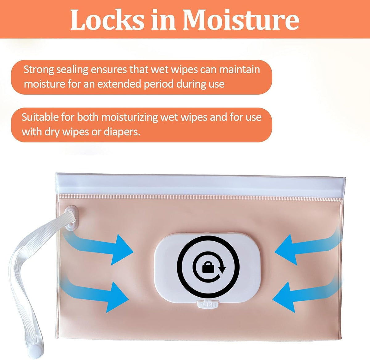 Baby Wipe Dispenser, Portable Baby Wipe Holder Refillable Wet Wipes Container for outdoor Reusable Travel Baby Wipes Case Wet Wipe Pouch Wipe Holder Keeps Fresh Wet for Travel Camping hiking