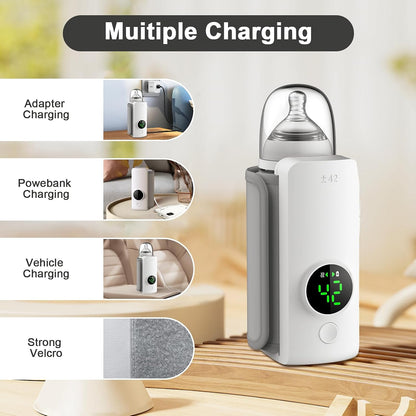 Portable Bottle Warmer with Display for Travel, 6000mAh Battery-Powered