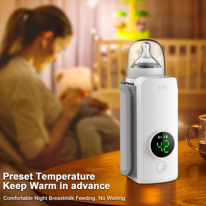Portable Bottle Warmer with Display for Travel, 6000mAh Battery-Powered