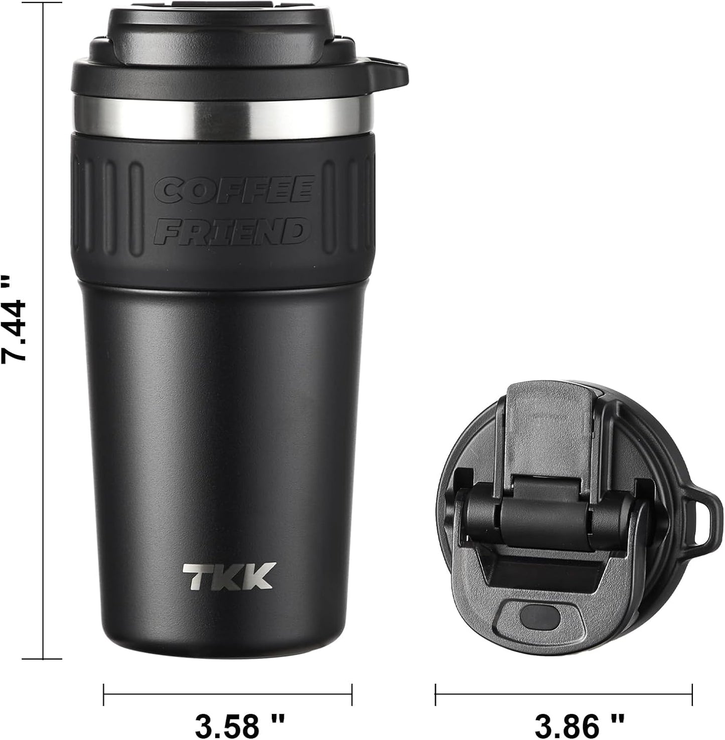 Insulated Coffee Mug with Ceramic Coating, 21oz Iced Coffee Tumbler Cup with Straw Lid Double Wall Vacuum Leak Proof Travel Mug with Strap for Hot and Iced Beverage, Tungsten Steel