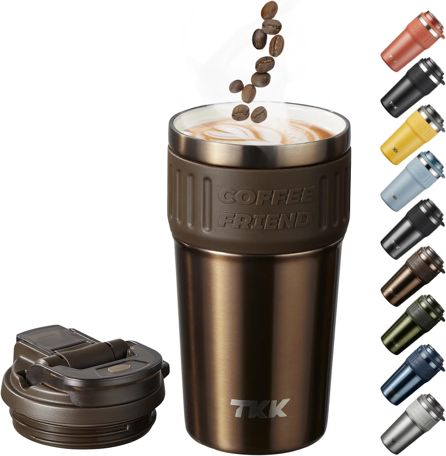 Insulated Coffee Mug with Ceramic Coating, 21oz Iced Coffee Tumbler Cup with Straw Lid Double Wall Vacuum Leak Proof Travel Mug with Strap for Hot and Iced Beverage, Tungsten Steel