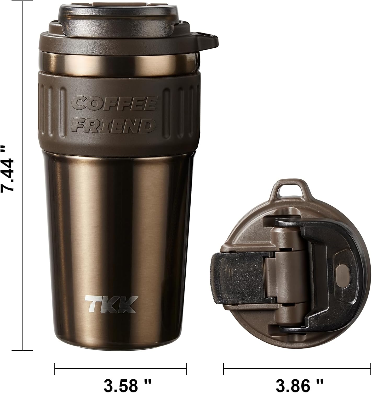 Insulated Coffee Mug with Ceramic Coating, 21oz Iced Coffee Tumbler Cup with Straw Lid Double Wall Vacuum Leak Proof Travel Mug with Strap for Hot and Iced Beverage, Tungsten Steel