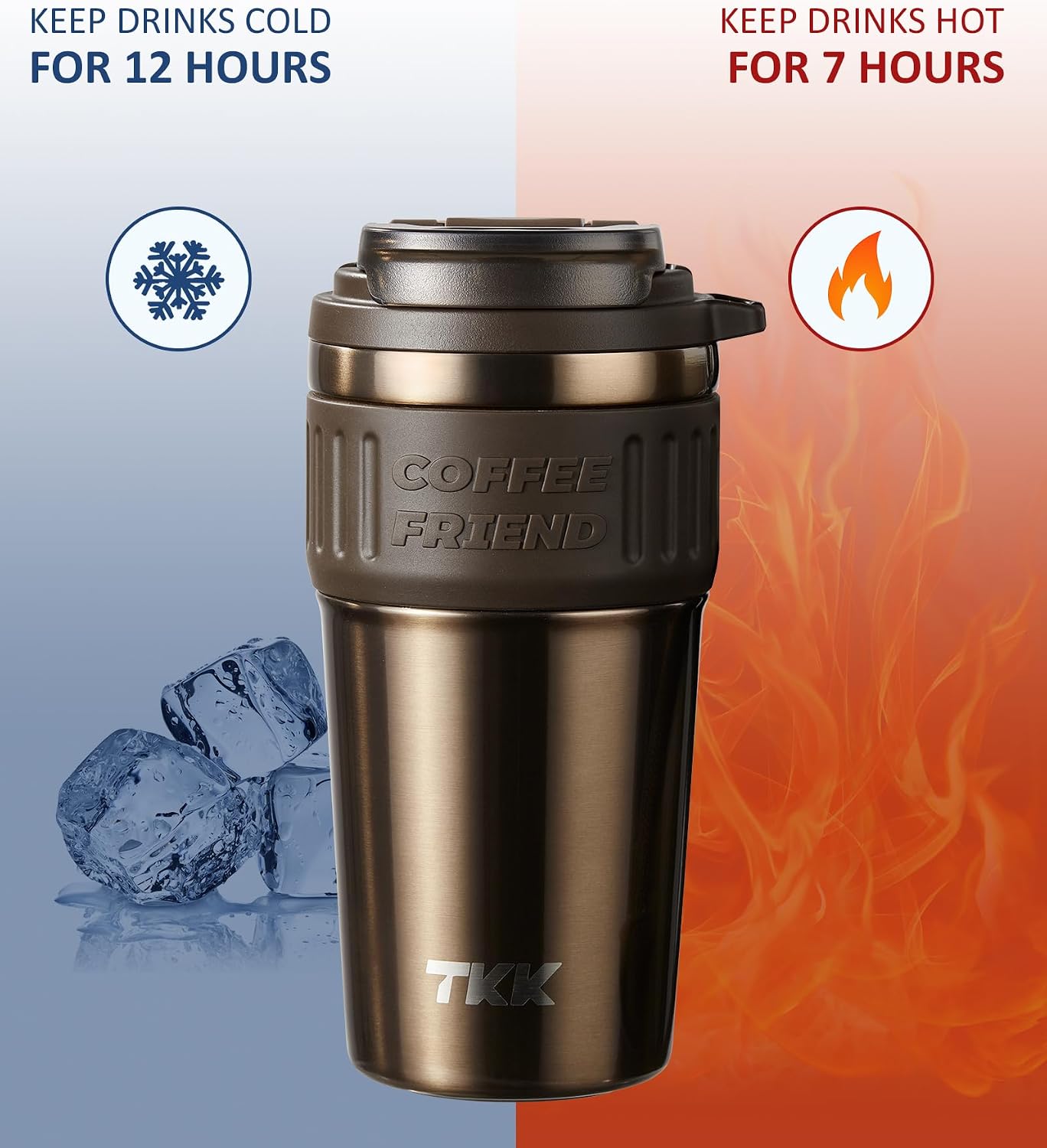 Insulated Coffee Mug with Ceramic Coating, 21oz Iced Coffee Tumbler Cup with Straw Lid Double Wall Vacuum Leak Proof Travel Mug with Strap for Hot and Iced Beverage, Tungsten Steel